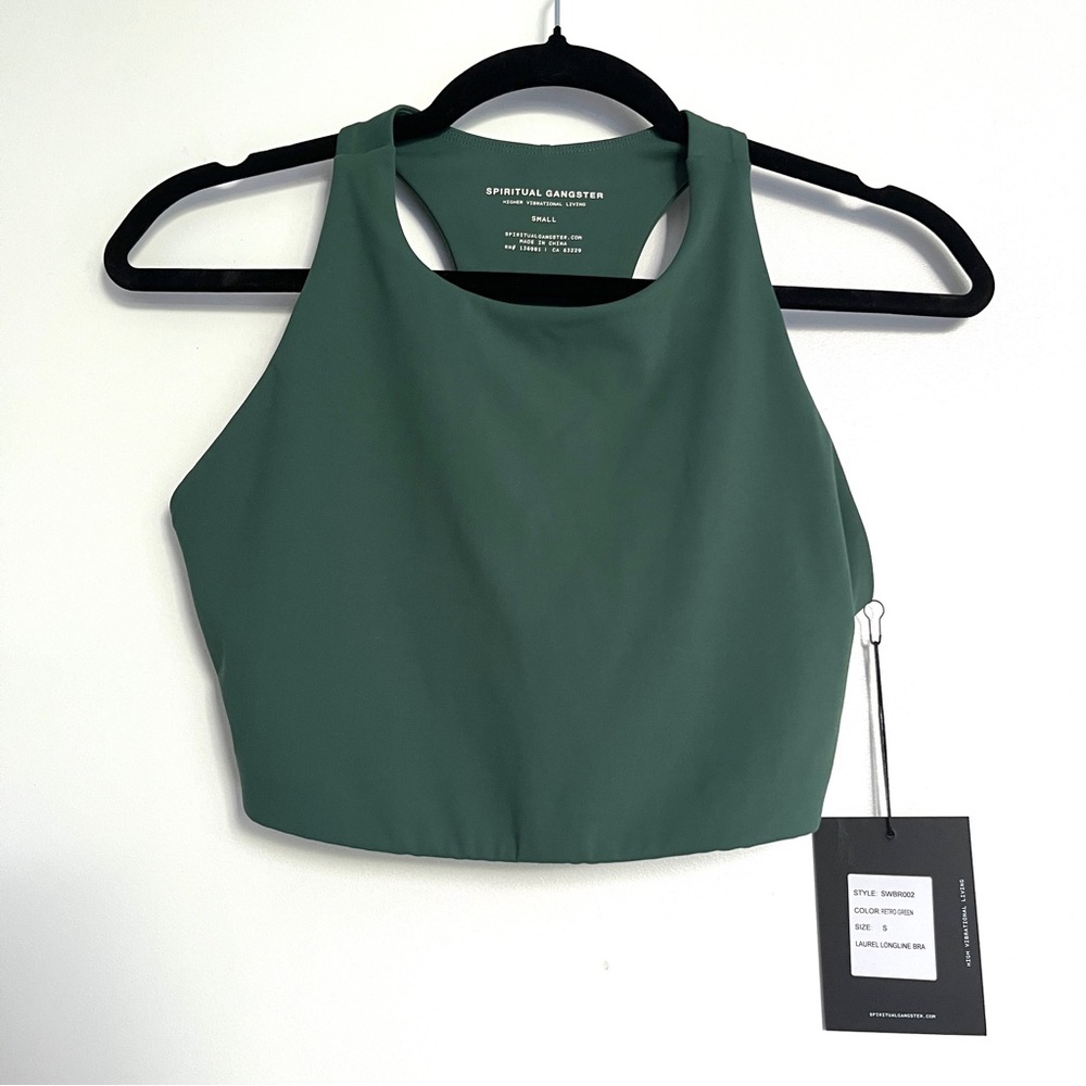Spiritual Gangster Green Longline Bra Small